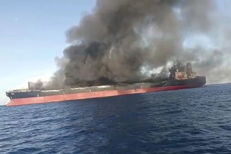 Three crew missing after tanker catches fire off Malaysia