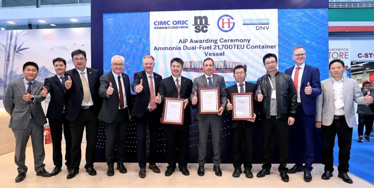 DNV awards MSC, Zhoushan Changhong International, and CIMC ORIC AiP for new 21,700 TEU ammonia powered mega-boxship