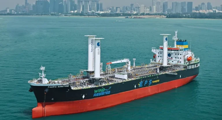 EPS’s wind-assisted tanker makes maiden voyage to Singapore for Singapore Maritime Week